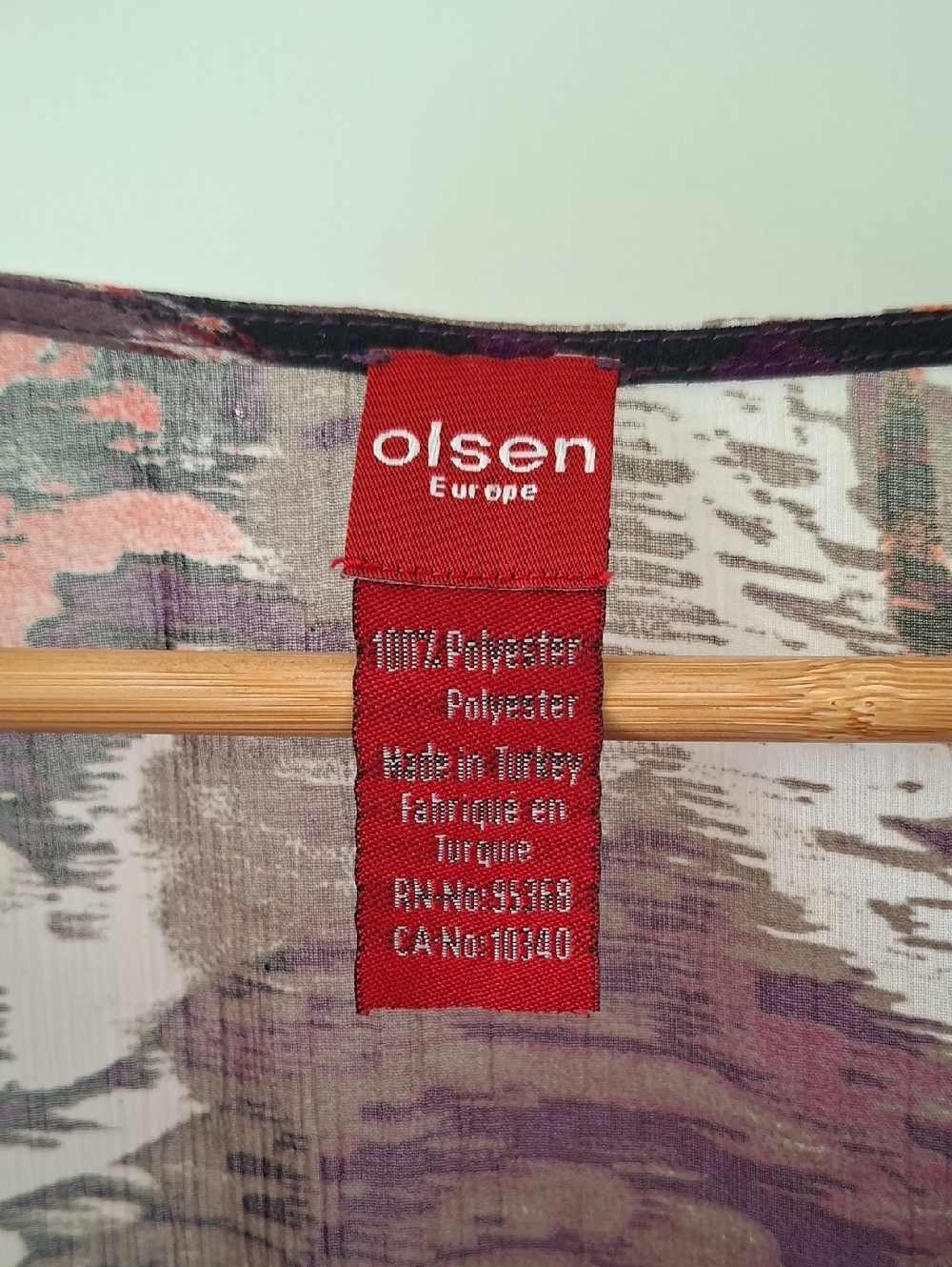 Olsen Purple & Orange Sheer Cowl-neck Balloon-sleeve Tie-waist Tunic (Size M) - Picture 2 of 7